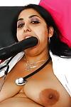 Older Indian nurse Alice spreading and masturbating shaved pussy