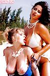 lesbianas las mamás Danni Ashe y GF desnudo grandes Tetas en Playa para pezón lamiendo