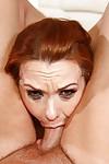 Close ups of redheaded MILF Katja Kassin taking deepthroat fucking