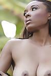 Desirable ebony temptress showing off her jaw-dropping hot body outdoor