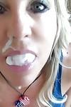 POV cumshot in mouth for naughty blonde housewife Sandra Otterson