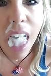POV cumshot in mouth for naughty blonde housewife Sandra Otterson