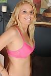 Undressing milf with blonde hair Sky Martin caught in close up