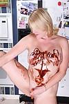 Chesty blonde mom Lynn Miller getting kinky in kitchen with food insertions