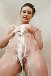 All natural girlfriend type material Delilah Blue taking a soapy shower