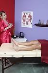 First class massage done by a horny beauty Anita Blue in pink dress