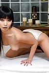 Exotic Asian babe Marica Hase undressing for masturbation of pussy