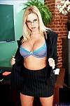 Sultry teacher in glasses Cameron Keyes denudes MILF pussy and tits