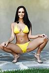 Milf with nice tattoos Ava Addams removes her yellow panties