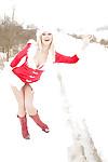 Gorgeous MILF in christmas outfit Jane Darling posing outdoor