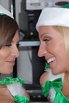 Kylani Breeze and her lesbian friend strap-on fucking at the Xmas party