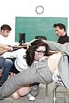MILF pornstar Sarah Shevon getting gangbanged in teacher student scene