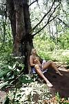 Beautiful blonde first timer Ashley Fires flashing upskirt panties in woods