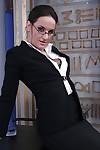 sexy ufficio Babe in bicchieri Andy Marrone stripping off Il suo Tuta e lingerie