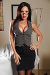Seductive MILF in black stockings Kirsten Price taking off her clothes