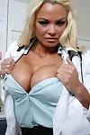 MILF babe Rhylee Richards posing solo in doctor's uniform and naked