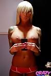 Big boobed blonde amateur Lolly Ink taking selfies of inked body