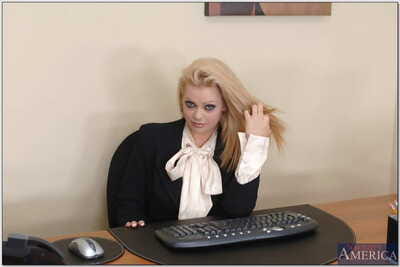 Big titted secretary in nylons Starla Sterling drilled in the office