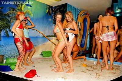 Lecherous ladies in bikinis have some groupsex joy at the wild party