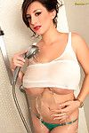 Hot babe September Carrino in the washroom in the see through shirt