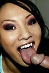 Vampish pornstar in pantyhose suit Lisa Ann has some fun with a large cock