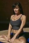 Big titted pornstar MILF Lisa Ann shows her sweaty body during the time that bathing
