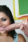 Busty latina pornstar Sativa Rose orally fixating on a heavy dong and riding it