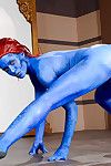 Redhead fixation princess Nicole Aniston flaunting big stripped wobblers in body paint