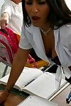 Latin hottie babe Jenaveve Jolie gets a dong in her uterus in the classroom