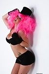 Busty jayden james wearing a pink wig and black heels