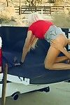 Clammy blonde rikki six gets her pussy drilled outdoors