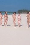 - mút boobed Bãi biển groupie với năm săm người mẫu