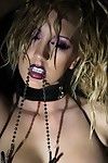Brett rossi in a perverted black collar with nipple clamps