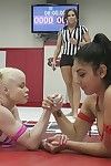 Adley rose is straponed during wrestling by fairy-haired lezdom nikki