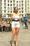 Marta la croft curvy spanish model tied and public dragged through madrid by le