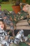 Untamed pornstar babes playing paintball anf woman-on-woman fucks right after