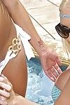 Molly cavalli and kirsten price get off poolside