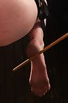 Sensi pearl petite brunette thong bound tight gets caned raw