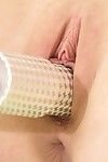 Closeup pussy masturbation with penis stimulator and curling tough