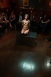 Sexy babe gets tied up and owned in front of live audience