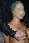 Claire dames gets attached all exposed with latex vacuum mask