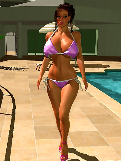 Buxom 3d toon gals eat pussy by the pool - part 345