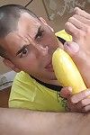 Elated dude pleasured by the biggest cock ever