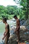 Naked cocky gay Latinos cool lacking in the river