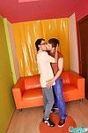 Glasses wearing teen twink introduced nigh massive cock blowjobs