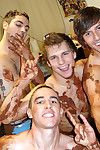 Bust out these horny gay boys share their assholes and cocks in these mega group sex gay dorm room pics