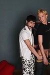 Submissive blond twink gets double-barrelled increased by spanked hard