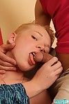 Firsthand redhead twink has duo cocks all round suck on