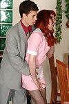 Chicken maid ordinary-looking pantyhose cant bring off their chores aching be expeditious for ass-screwing
