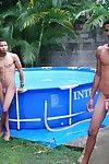 Cock-strong Latin twink gets a blowjob by the pool